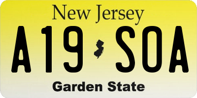 NJ license plate A19SOA