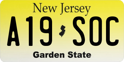 NJ license plate A19SOC