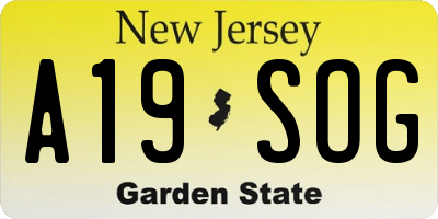 NJ license plate A19SOG
