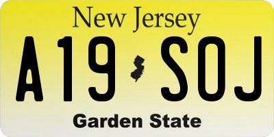 NJ license plate A19SOJ