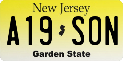 NJ license plate A19SON
