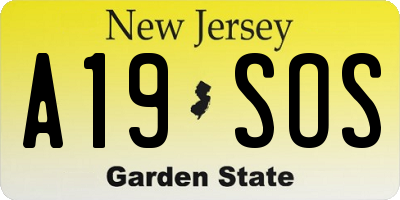 NJ license plate A19SOS