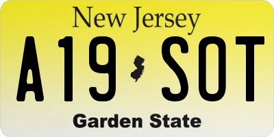 NJ license plate A19SOT
