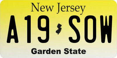 NJ license plate A19SOW