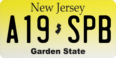 NJ license plate A19SPB