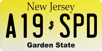 NJ license plate A19SPD