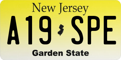 NJ license plate A19SPE