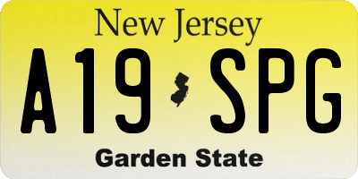 NJ license plate A19SPG