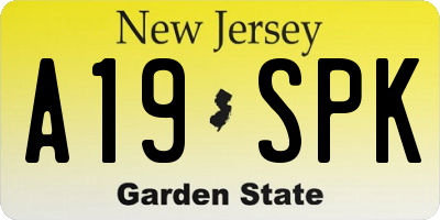 NJ license plate A19SPK