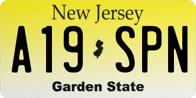 NJ license plate A19SPN