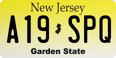 NJ license plate A19SPQ