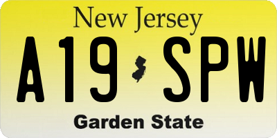 NJ license plate A19SPW