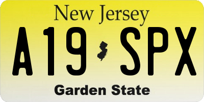 NJ license plate A19SPX