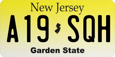 NJ license plate A19SQH