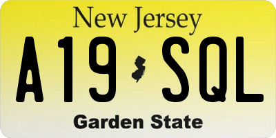 NJ license plate A19SQL