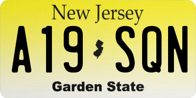 NJ license plate A19SQN