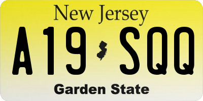 NJ license plate A19SQQ