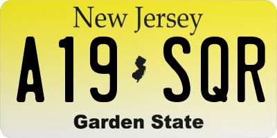 NJ license plate A19SQR