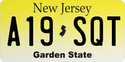 NJ license plate A19SQT