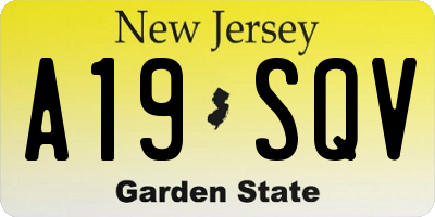 NJ license plate A19SQV