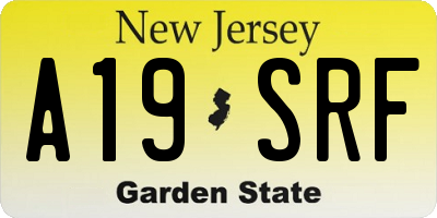 NJ license plate A19SRF