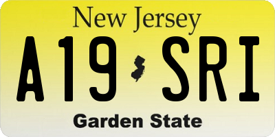 NJ license plate A19SRI