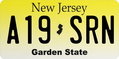 NJ license plate A19SRN