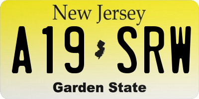 NJ license plate A19SRW