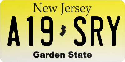 NJ license plate A19SRY