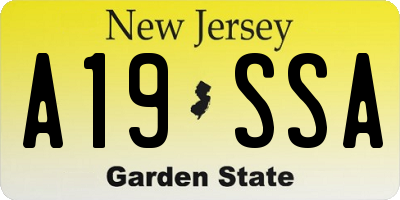 NJ license plate A19SSA