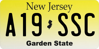 NJ license plate A19SSC