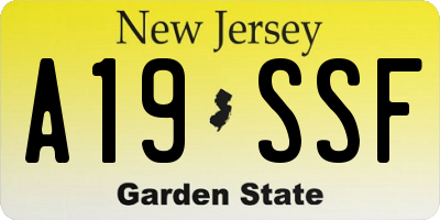 NJ license plate A19SSF
