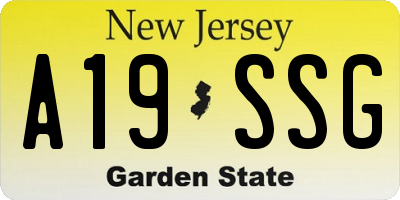 NJ license plate A19SSG
