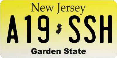 NJ license plate A19SSH