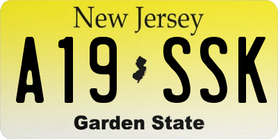 NJ license plate A19SSK