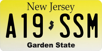 NJ license plate A19SSM