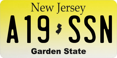 NJ license plate A19SSN