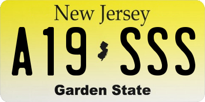 NJ license plate A19SSS