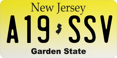 NJ license plate A19SSV