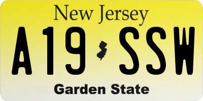 NJ license plate A19SSW