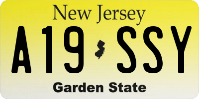 NJ license plate A19SSY