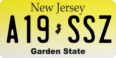 NJ license plate A19SSZ
