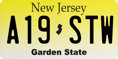 NJ license plate A19STW