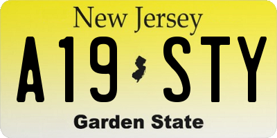 NJ license plate A19STY