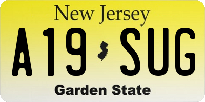 NJ license plate A19SUG
