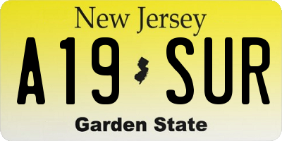 NJ license plate A19SUR