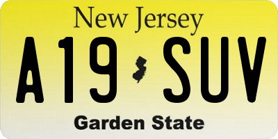 NJ license plate A19SUV