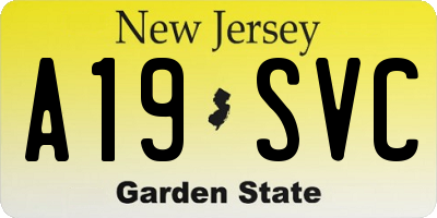 NJ license plate A19SVC