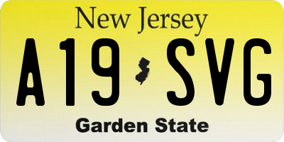 NJ license plate A19SVG