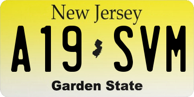 NJ license plate A19SVM
